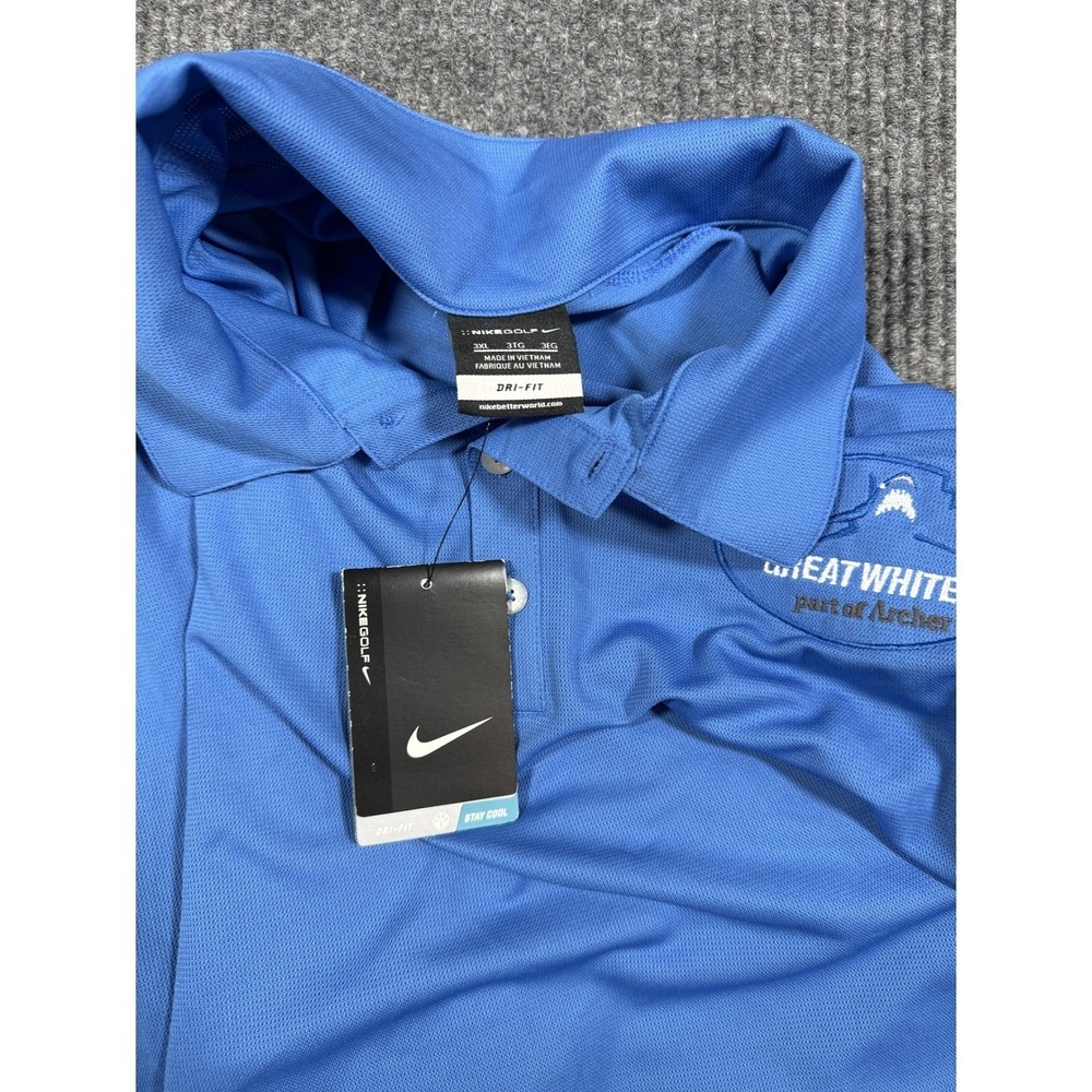 Nike Golf Mens 3XL Blue Dri-FIT Short Sleeve Polo Shirt Great White 266998 NEW - Picture 8 of 9